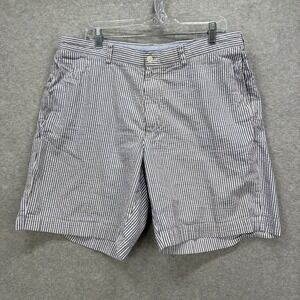 Brooks Brothers Shorts Mens 38 Blue White Seersucker Hickory Stripe Preppy Chino